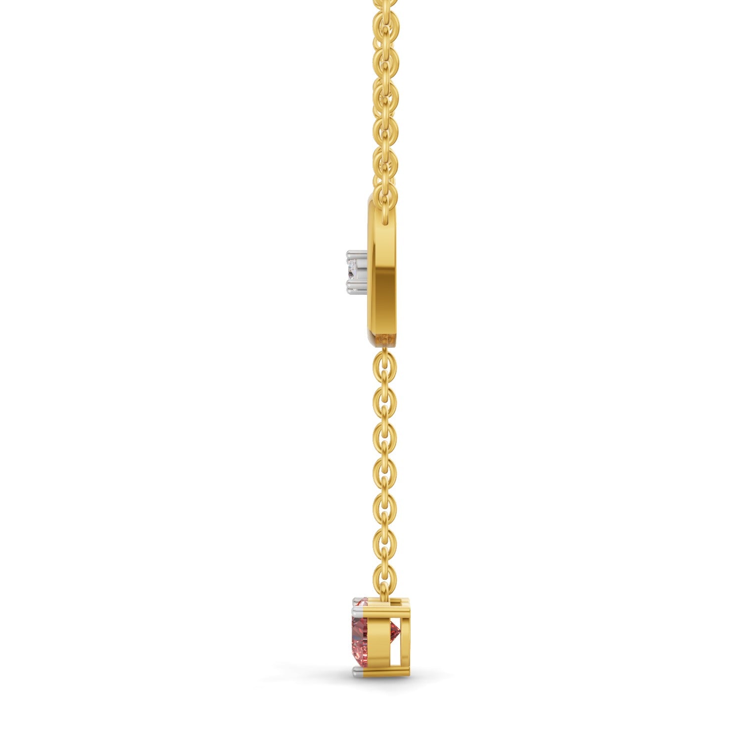 Lab Grown Diamond Necklace 0.07 Carat Round Shape 925 Sterling Silver Yellow Gold Plated Heart Necklace