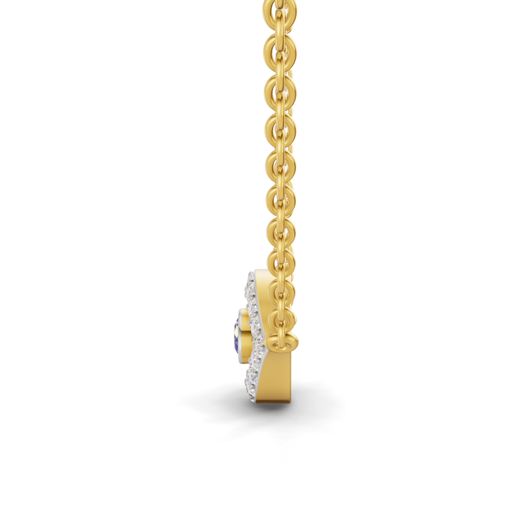 Lab Grown Diamond Necklace 0.32 Carat IGI Certified Round Shape 925 Sterling Silver Yellow Gold Plated Evil Eye pendant