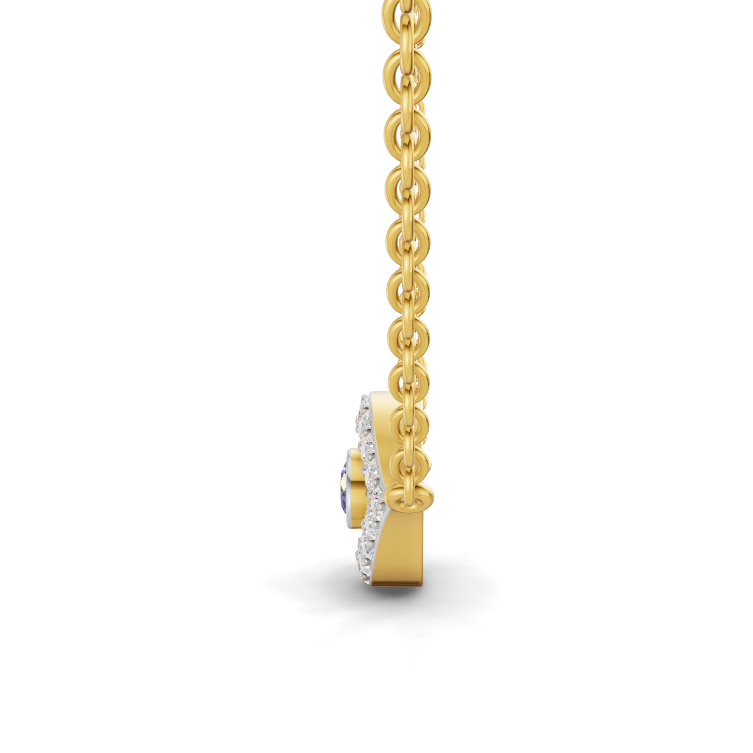 Lab Grown Diamond Necklace 0.32 Carat IGI Certified Round Shape 925 Sterling Silver Yellow Gold Plated Evil Eye pendant