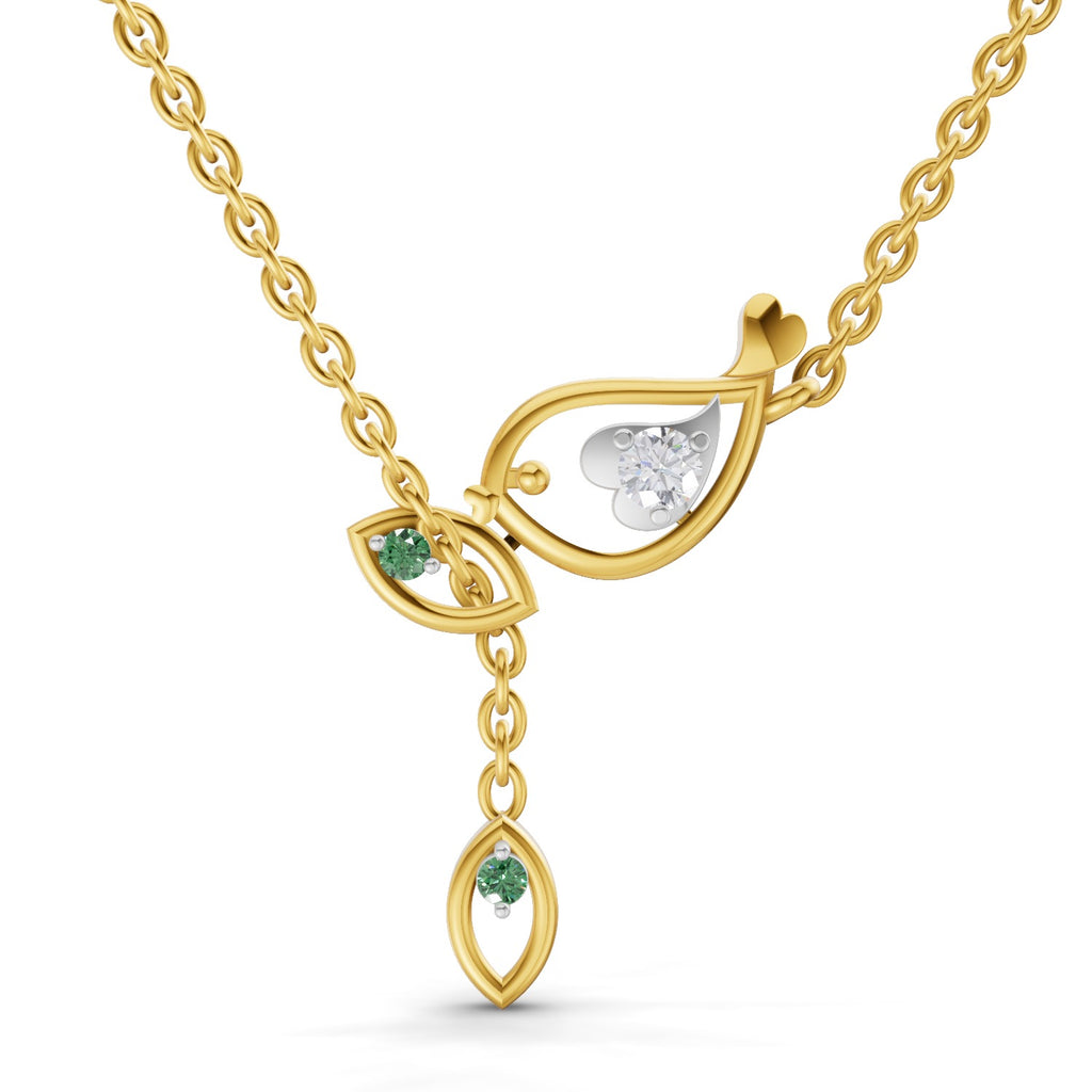 Lab Grown Diamond Necklace 0.07 Carat Round Shape 925 Sterling Silver Yellow Gold Plated Golden Petals Necklace