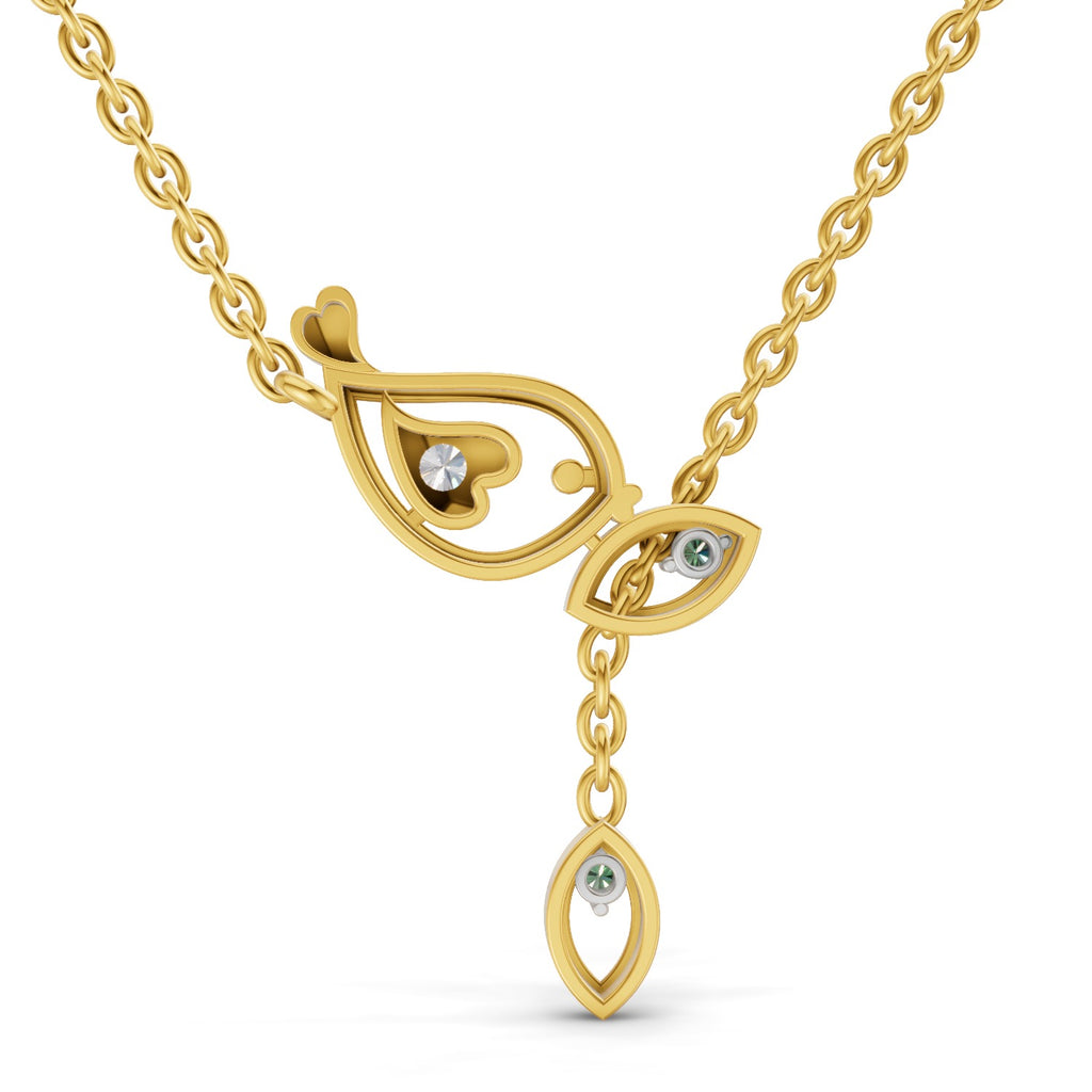 Lab Grown Diamond Necklace 0.07 Carat Round Shape 925 Sterling Silver Yellow Gold Plated Golden Petals Necklace