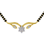 Lab Grown Diamond Necklace 0.21 Carat IGI Certified Round Shape F-G VS Quality| 925 Sterling Silver Yellow Gold Plated Floral Diamond Mangalsutra Pendant