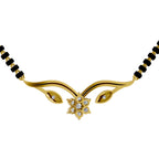 Lab Grown Diamond Necklace 0.21 Carat IGI Certified Round Shape F-G VS Quality| 925 Sterling Silver Yellow Gold Plated Floral Diamond Mangalsutra Pendant
