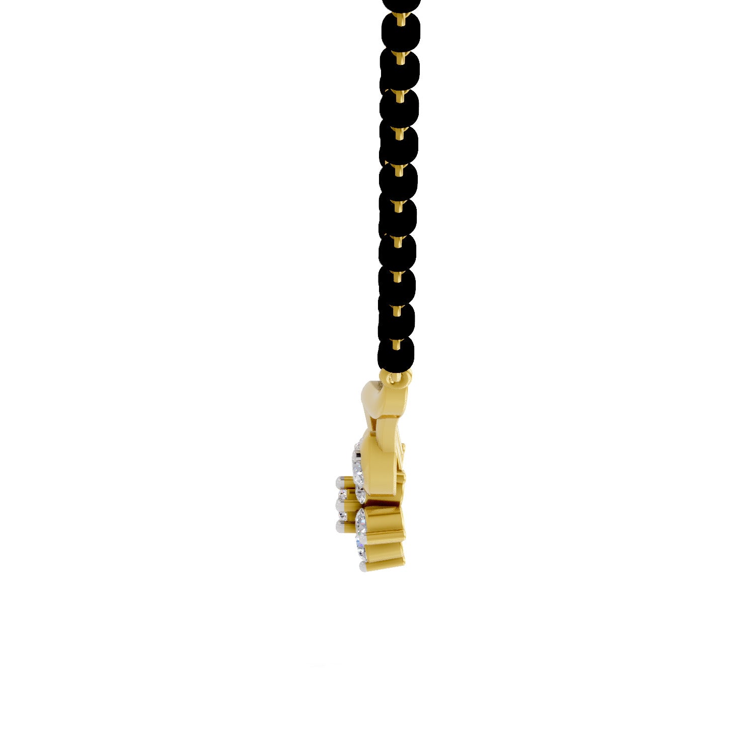 Lab Grown Diamond Necklace 0.21 Carat IGI Certified Round Shape F-G VS Quality| 925 Sterling Silver Yellow Gold Plated Floral Diamond Mangalsutra Pendant