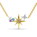 Lab Grown Diamond Necklace 0.07 Carat Round Shape 925 Sterling Silver Gold Plated Star Pendant Necklace