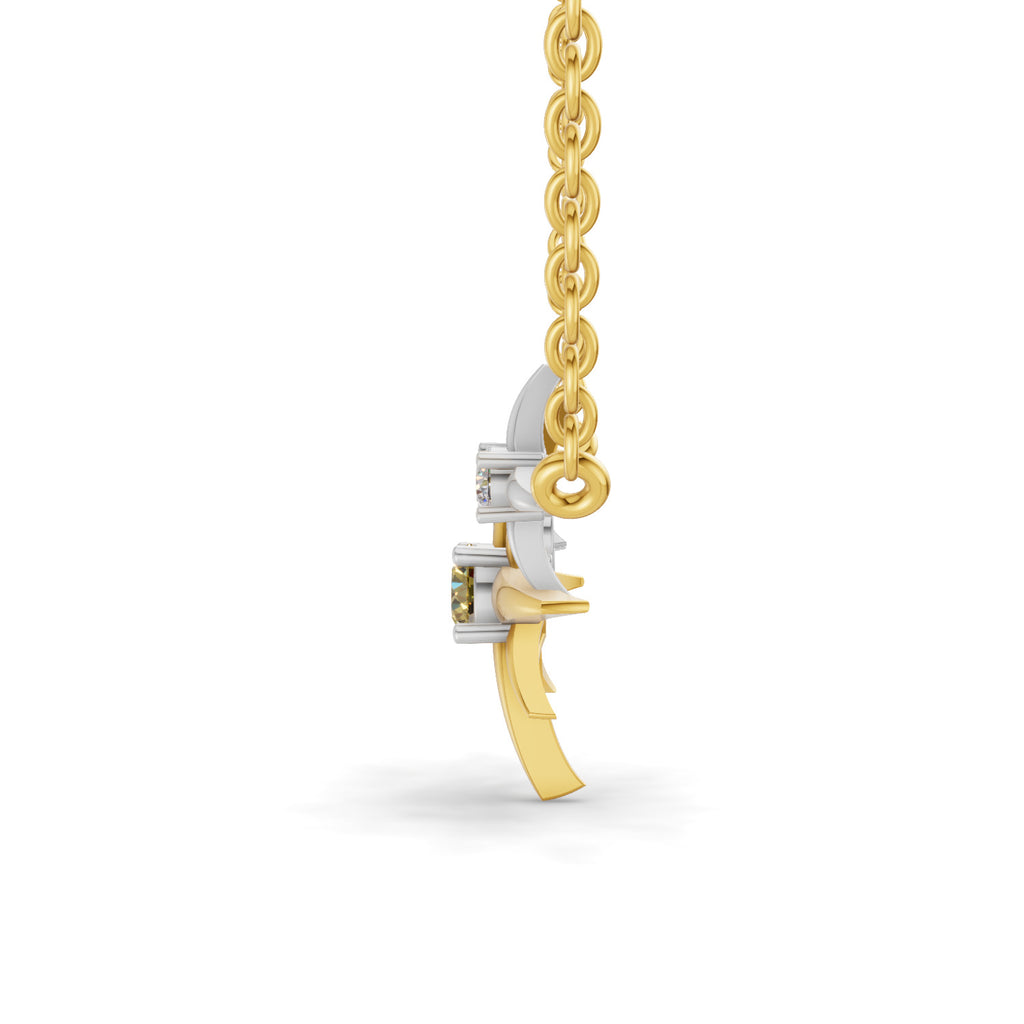 Lab Grown Diamond Necklace 0.07 Carat Round Shape 925 Sterling Silver Gold Plated Star Pendant Necklace