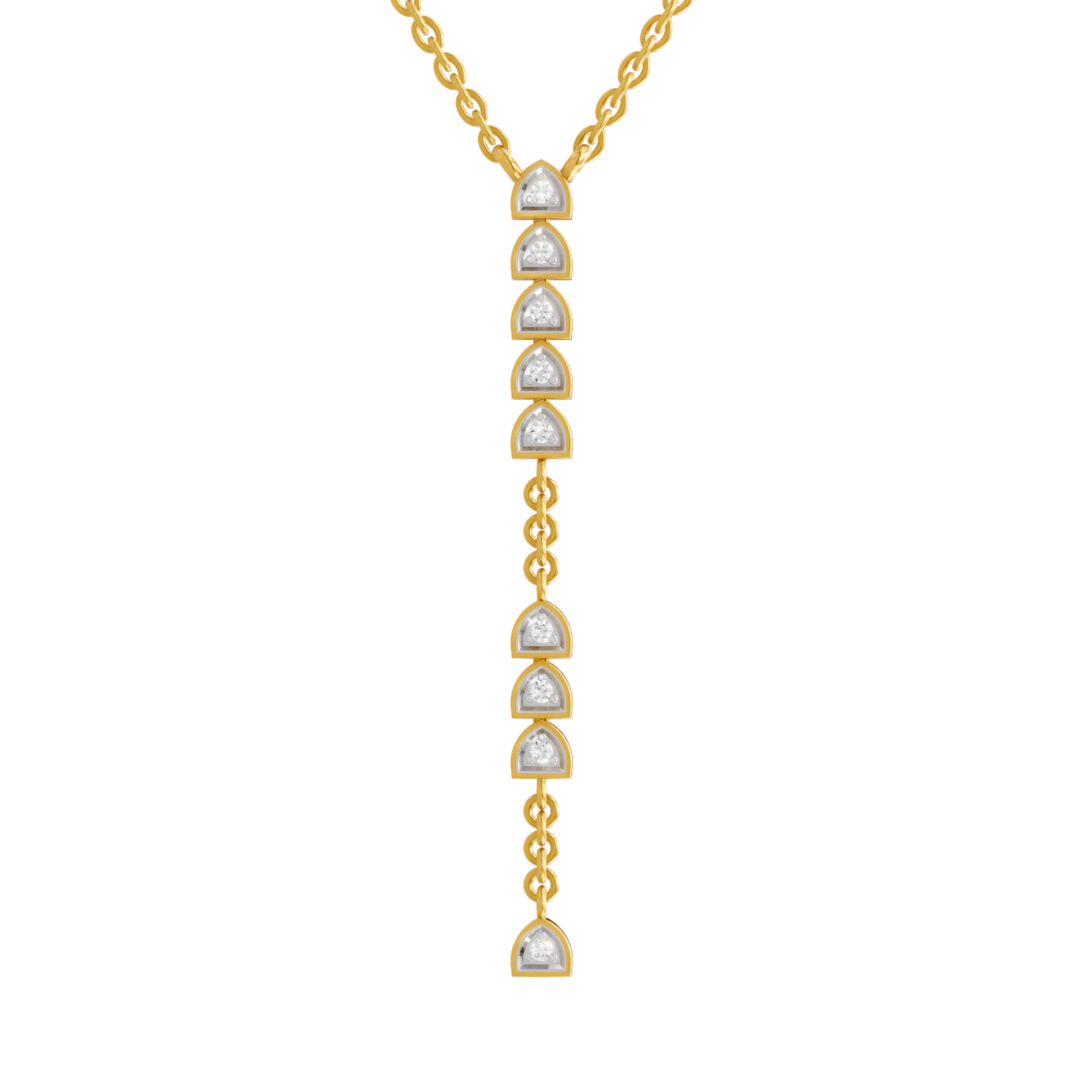 Lab Grown Diamond Necklace 0.11 Carat IGI Certified Round Shape 925 Sterling Silver Yellow Gold Plated Fashion Necklace
