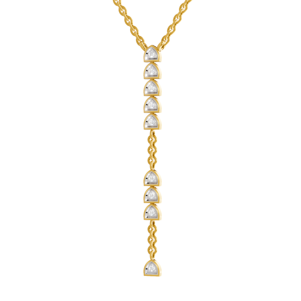 Lab Grown Diamond Necklace 0.11 Carat IGI Certified Round Shape 925 Sterling Silver Yellow Gold Plated Fashion Necklace