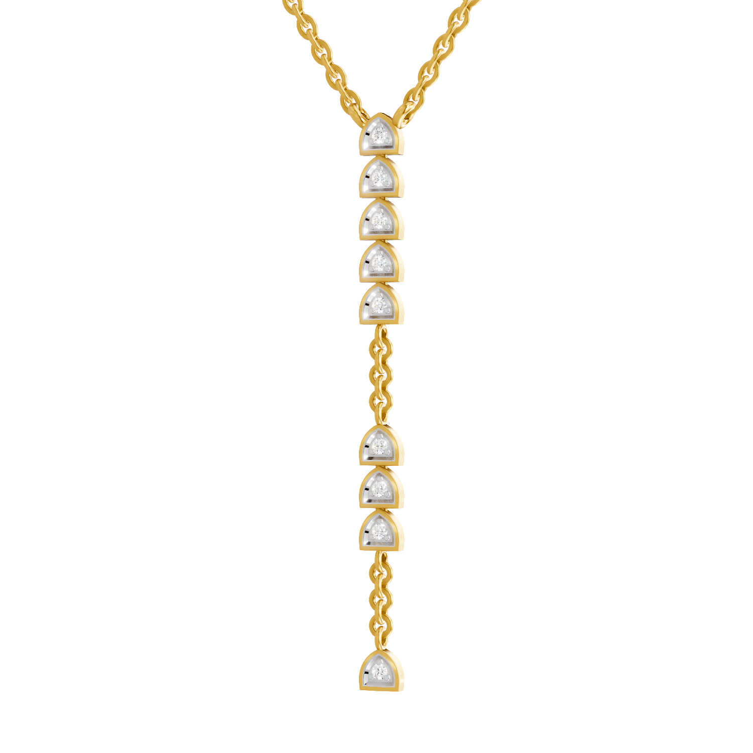 Lab Grown Diamond Necklace 0.11 Carat IGI Certified Round Shape 925 Sterling Silver Yellow Gold Plated Fashion Necklace
