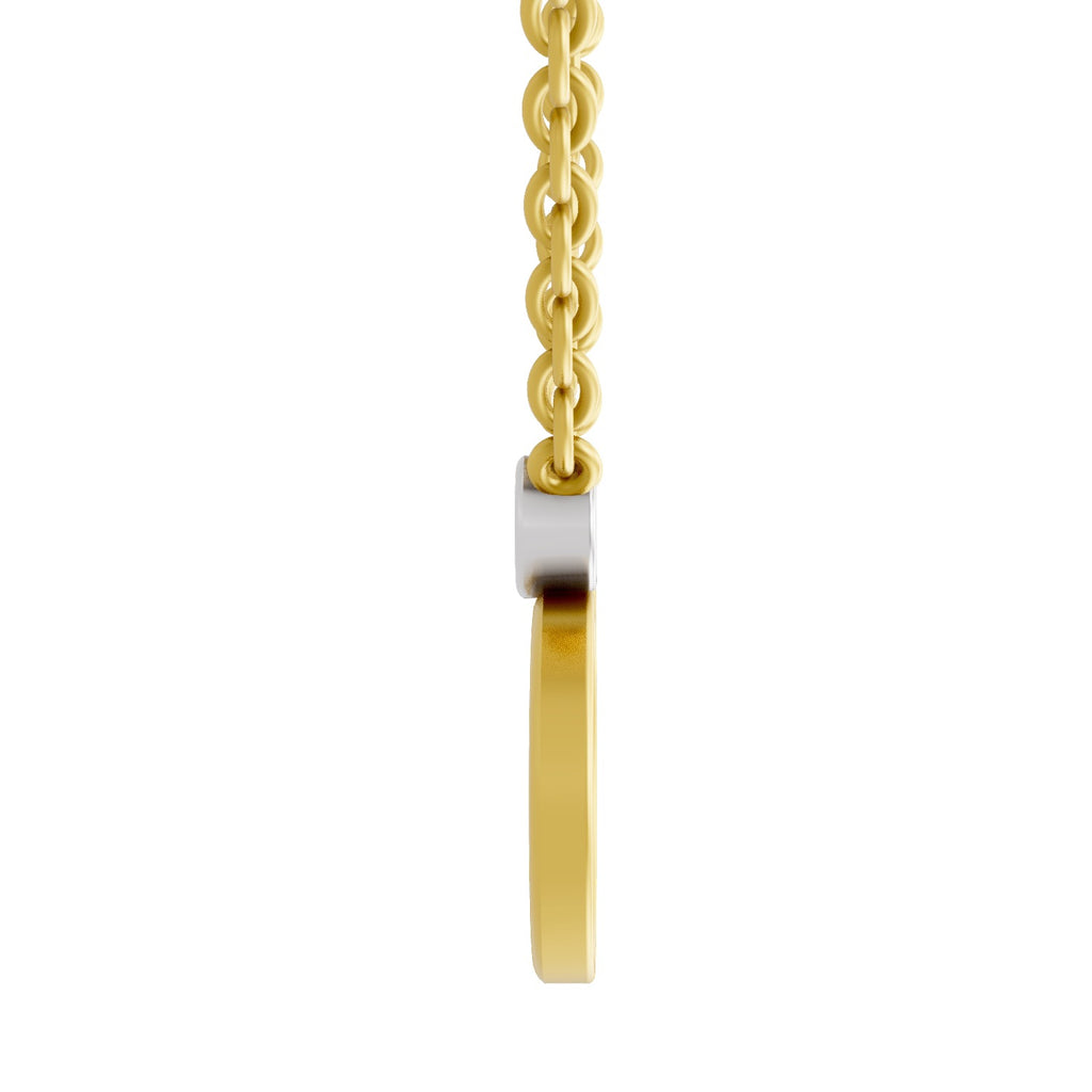 Lab Grown Diamond Necklace 0.07 Carat Round Shape 925 Sterling Silver Yellow Gold Plated Peace Necklace