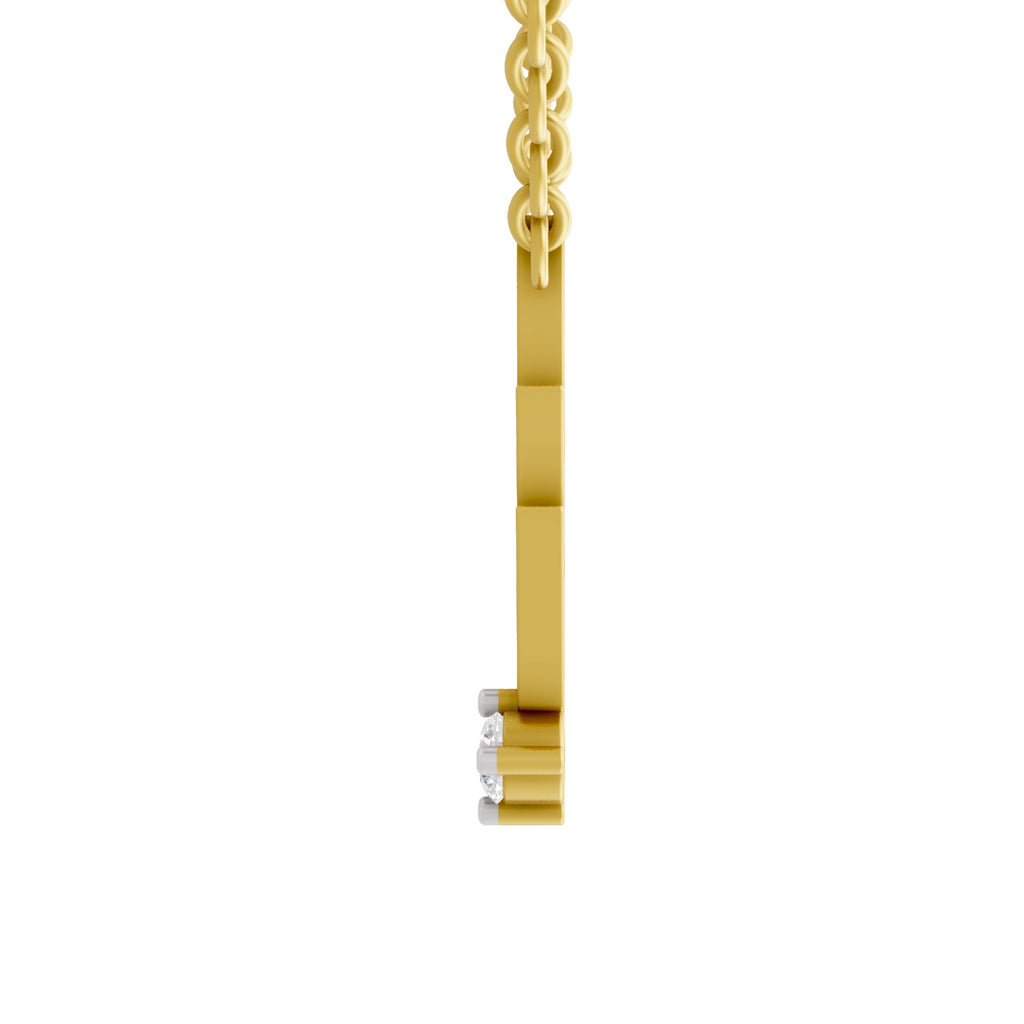 Lab Grown Diamond Necklace 0.07 Carat Round Shape 925 Sterling Silver Yellow Gold Plated Lightning Bolt Necklace