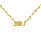 Lab Grown Diamond Necklace 0.07 Carat Round Shape 925 Sterling Silver Yellow Gold Plated Lightning LOL Necklace
