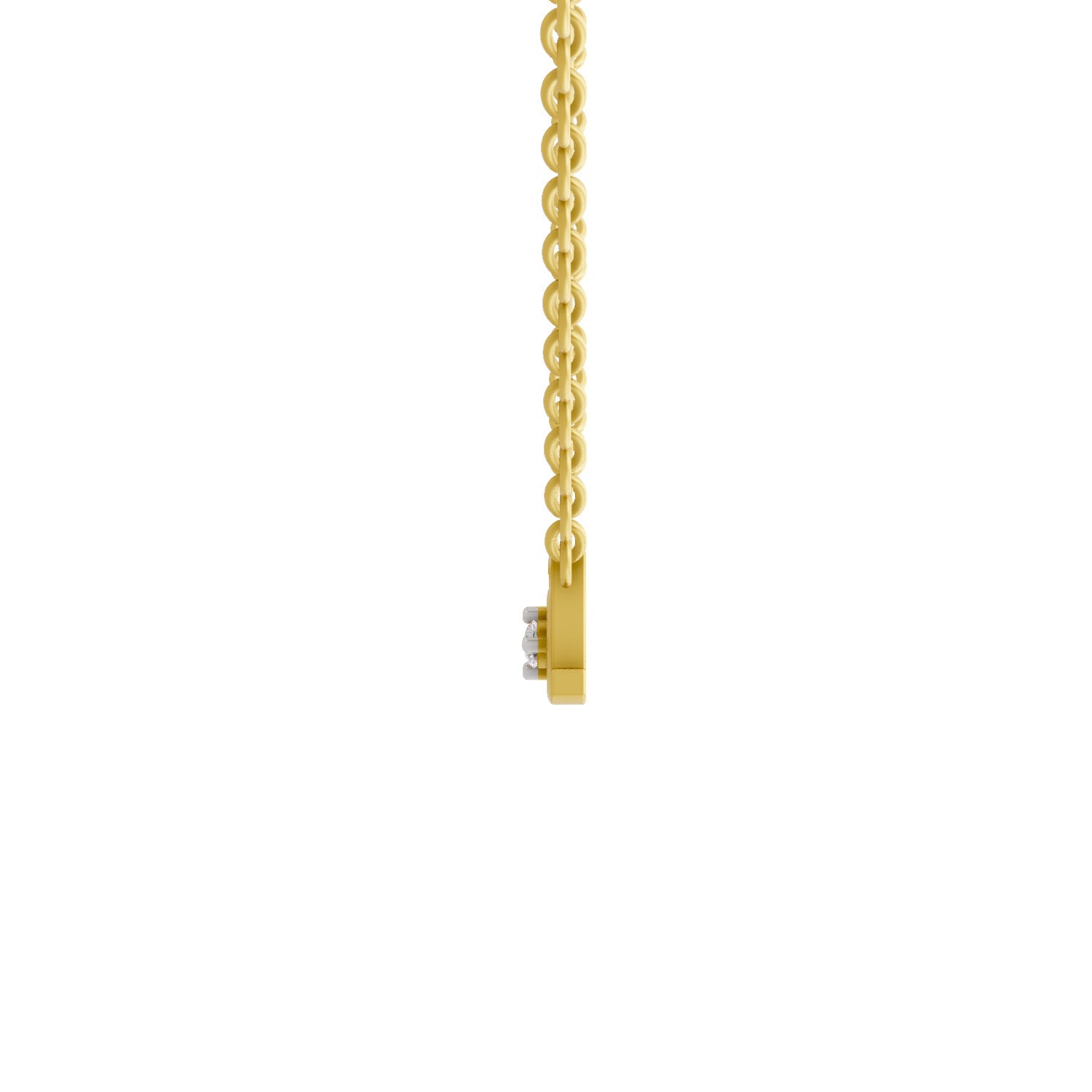 Lab Grown Diamond Necklace 0.07 Carat Round Shape 925 Sterling Silver Yellow Gold Plated Lightning Cool Necklace