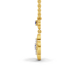 Lab Grown Diamond Necklace 0.18 Carat IGI Certified Round Shape 925 Sterling Silver Yellow Gold Plated Gold and Sapphire Clover pendant