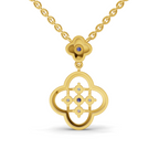 Lab Grown Diamond Necklace 0.18 Carat IGI Certified Round Shape 925 Sterling Silver Yellow Gold Plated Gold and Sapphire Clover pendant