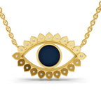 Lab Grown Diamond Necklace 0.88 Carat IGI Certified Round Shape 925 Sterling Silver Yellow Gold Plated Eye of Serenity pendant