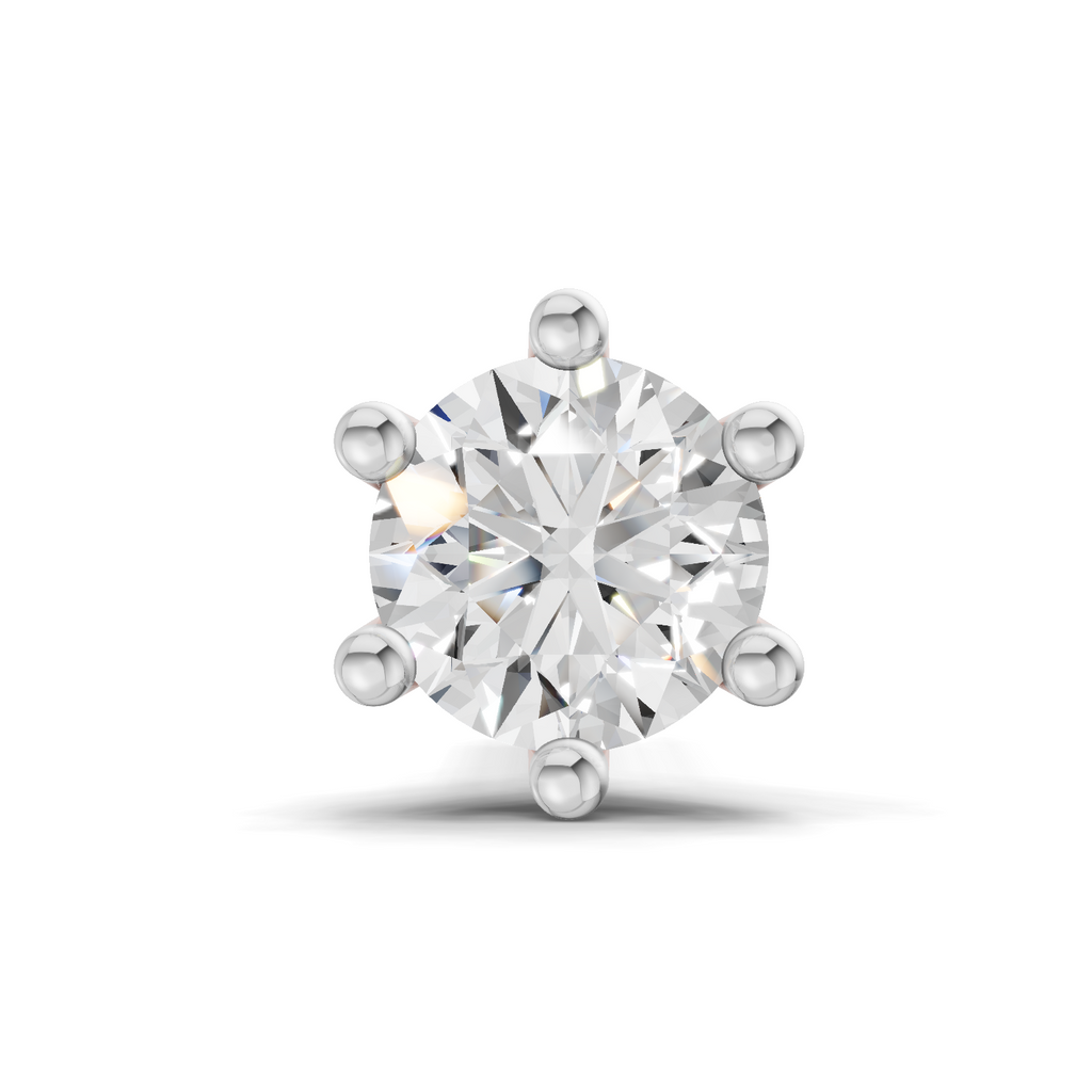 Lab Grown Diamond 0.14CT 925 Sterling Silver Gold Plated Round Shape Nose Pin