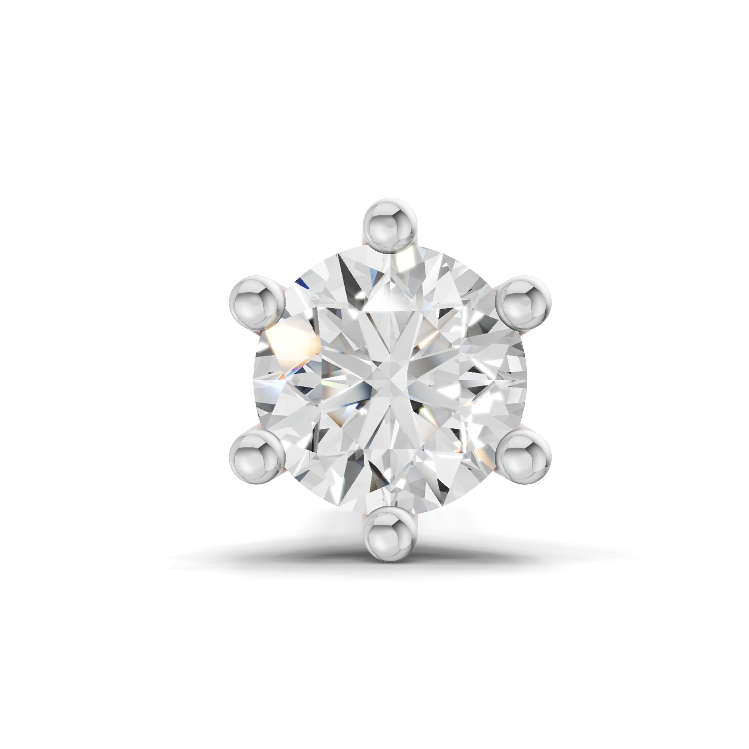 Lab Grown Diamond 0.14CT 925 Sterling Silver Gold Plated Round Shape Nose Pin