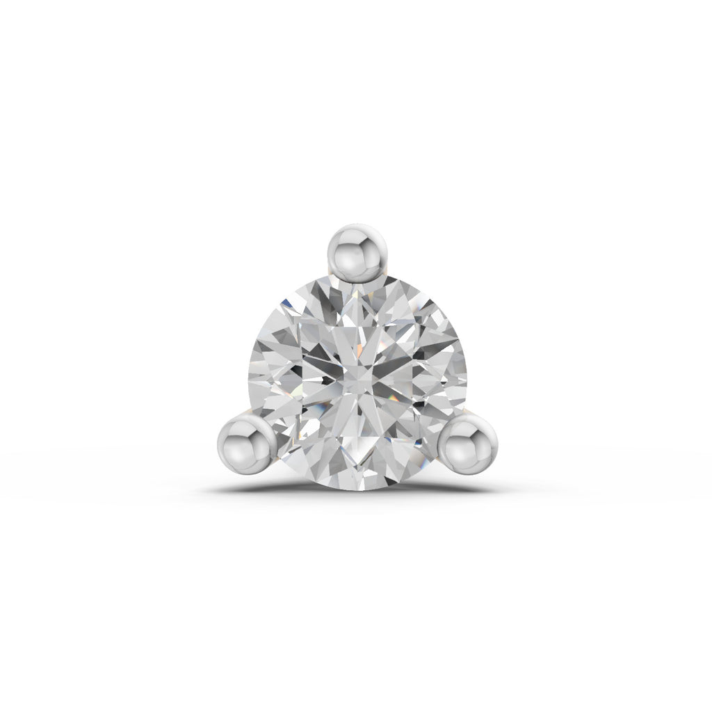 Lab Grown Diamond Nosepin 0.1 Carat IGI Certified Round Shape 925 Sterling Silver Yellow Gold Plated Solitaire Nosepin