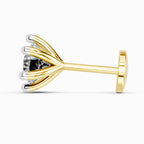 Lab Grown Diamond Nosepin 0.1 Carat IGI Certified Round Shape 925 Sterling Silver Yellow Gold Plated Solitaire Nosepin