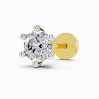 Lab Grown Diamond 0.15CT 925 Sterling Silver Gold Plated Round Shape Nose Pin