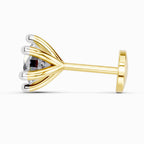 Lab Grown Diamond 0.15CT 925 Sterling Silver Gold Plated Round Shape Nose Pin