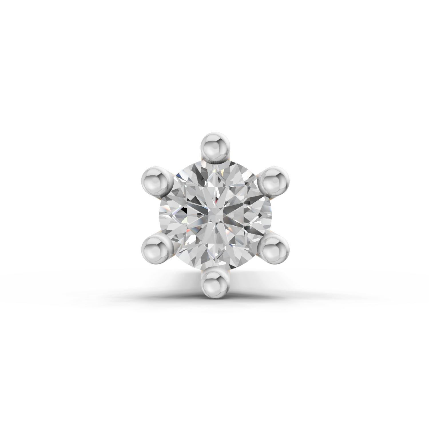 Lab Grown Diamond Nosepin 0.05 Carat Round Shape 925 Sterling Silver Yellow Gold Plated Solitaire Nosepin