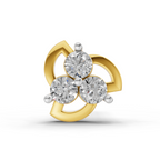 Lab Grown Diamond Nosepin 0.03 Carat Round Shape 925 Sterling Silver Yellow Gold Plated Floral Nosepin