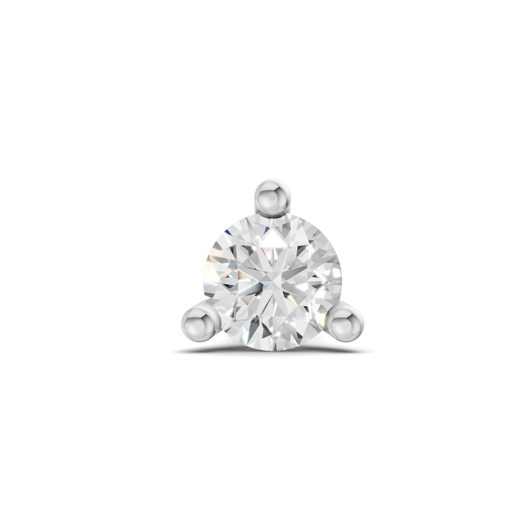 Lab Grown Diamond Nosepin 0.01 Carat Round Shape 925 Sterling Silver Yellow Gold Plated Solitaire Nosepin