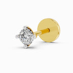 Lab Grown Diamond Nosepin 0.05 Carat Pear Shape 925 Sterling Silver Yellow Gold Plated Solitaire Nosepin