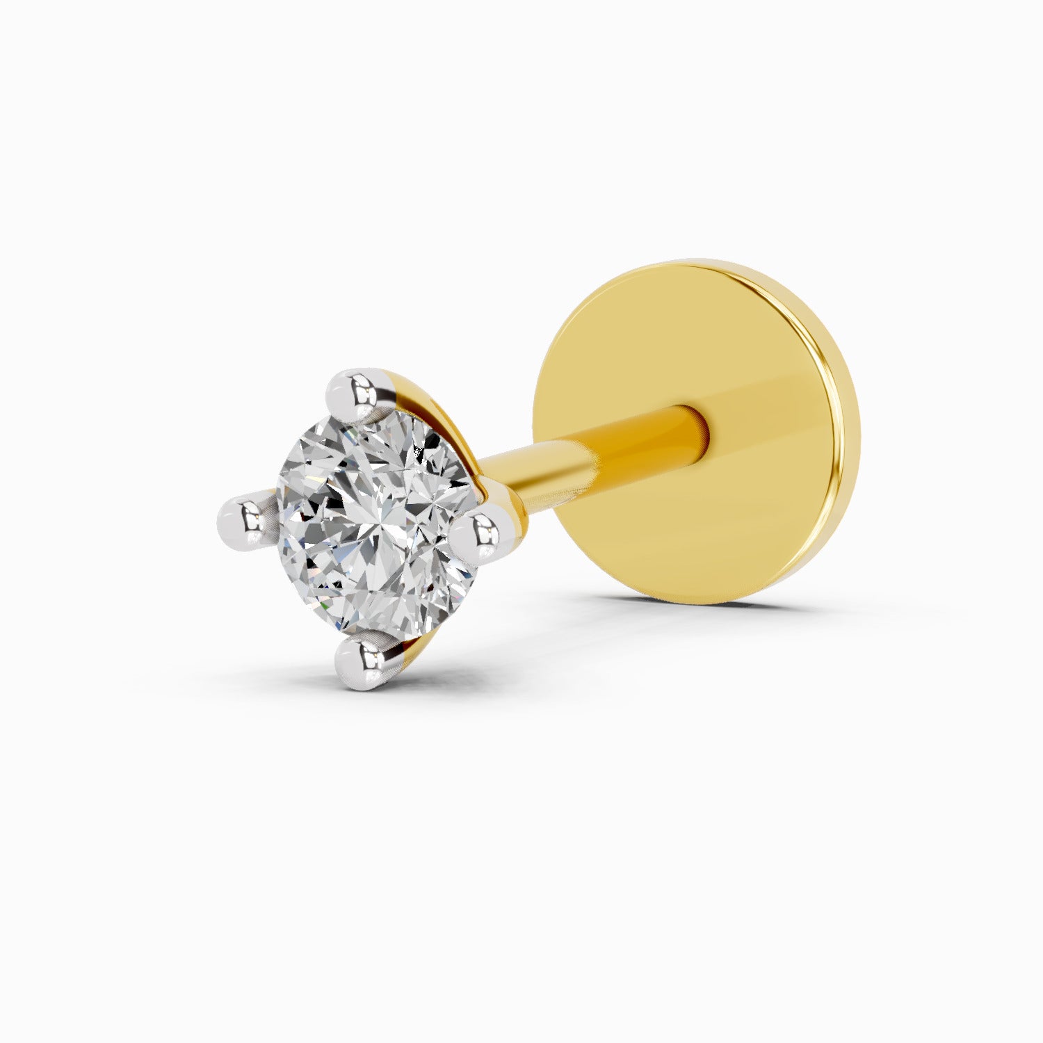Lab Grown Diamond Nosepin 0.05 Carat Pear Shape 925 Sterling Silver Yellow Gold Plated Solitaire Nosepin