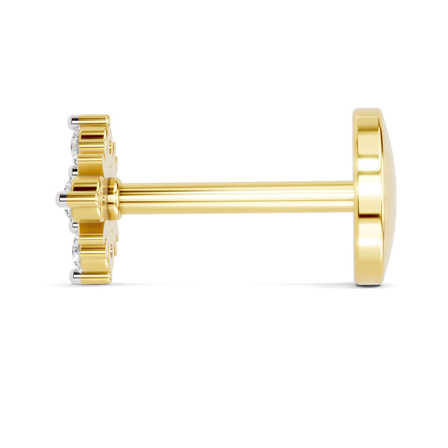 Lab Grown Diamond 0.06CT 925 Sterling Silver Gold Plated Round Shape Nose Pin