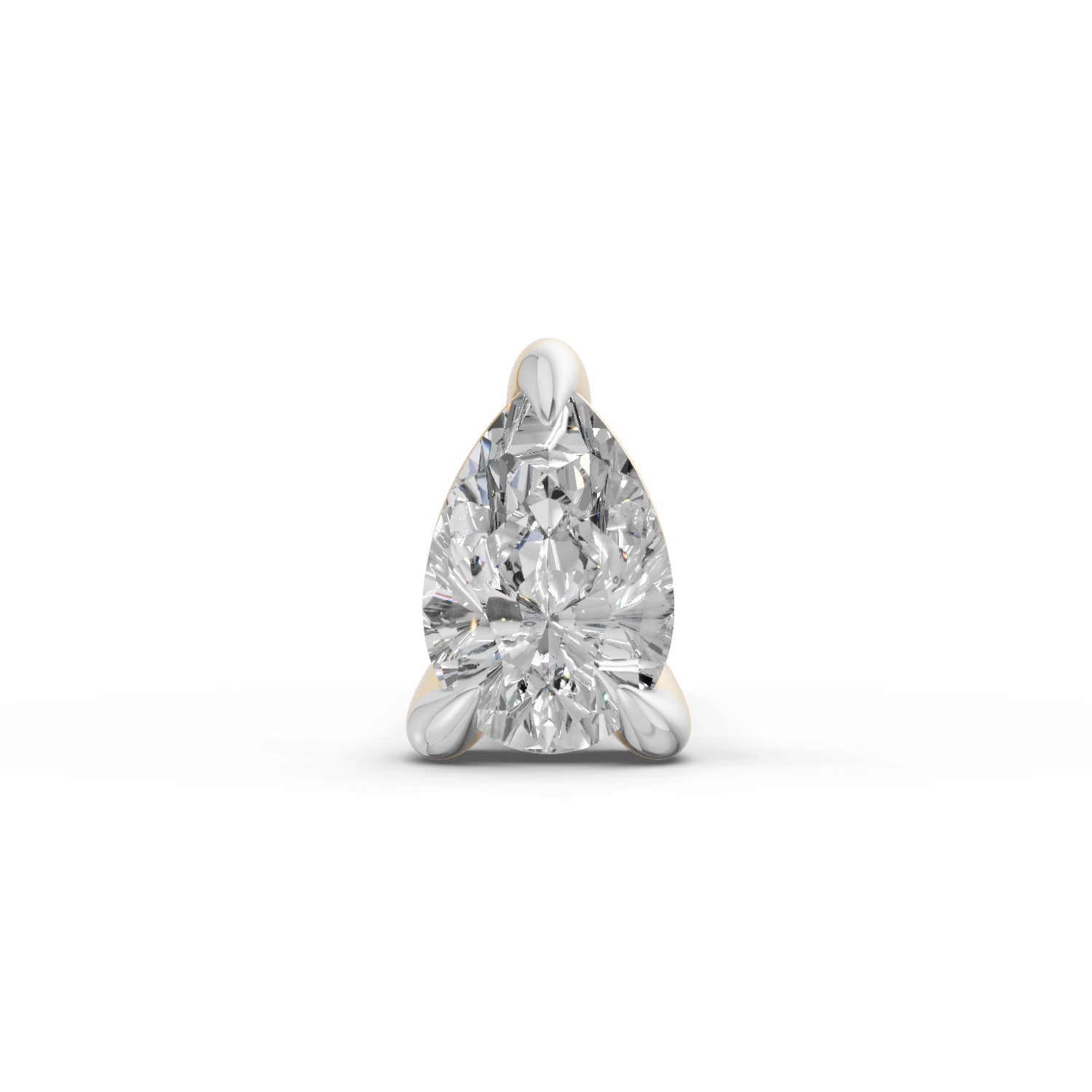 Lab Grown Diamond Nosepin 0.04 Carat Pear Shape 925 Sterling Silver Yellow Gold Plated Solitaire Nosepin