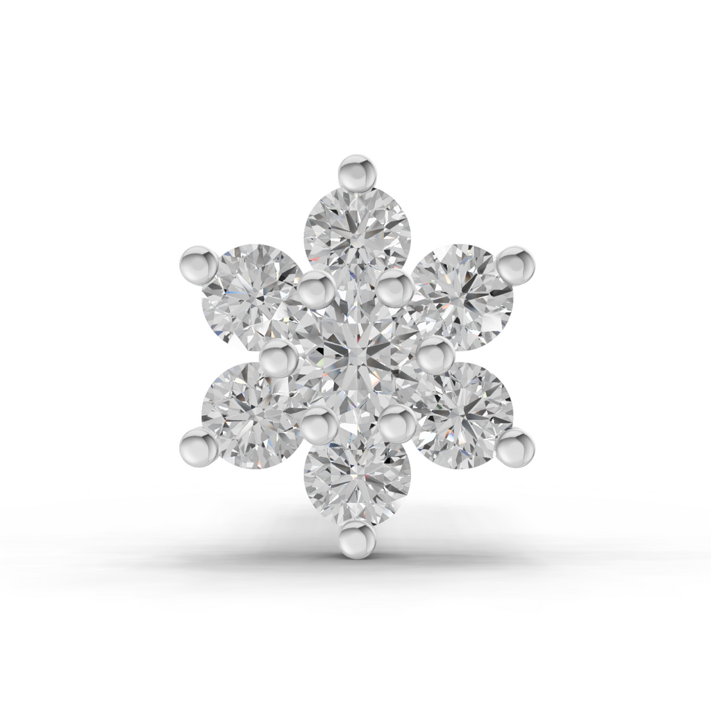 Lab Grown Diamond Nosepin 0.11 Carat IGI Certified Pear Shape 925 Sterling Silver Yellow Gold Plated Floral Nosepin