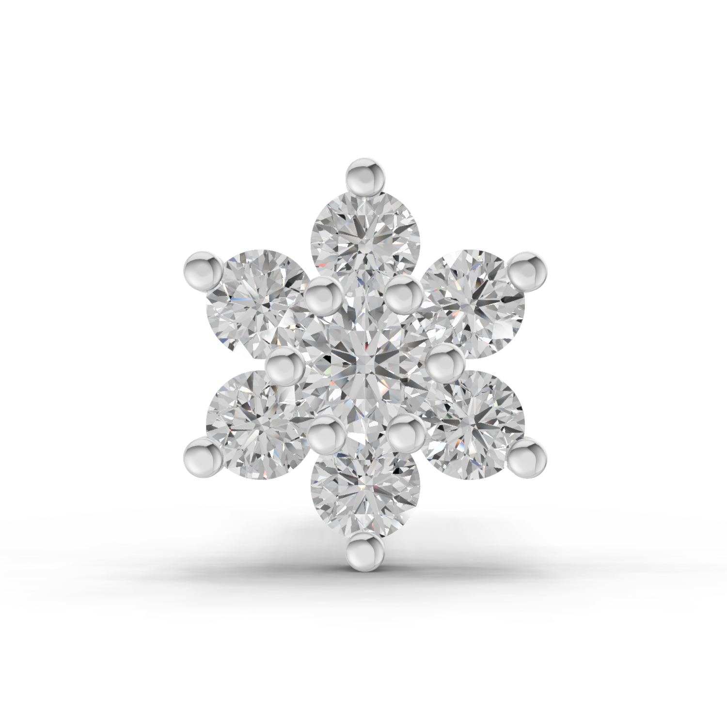 Lab Grown Diamond Nosepin 0.11 Carat IGI Certified Pear Shape 925 Sterling Silver Yellow Gold Plated Floral Nosepin