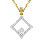 Lab Grown Diamond Pendant Necklace 1.31 Carat IGI Certified Round Shape 925 Sterling Silver Yellow Gold Plated Halo Pendant Necklace