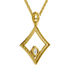 Lab Grown Diamond Pendant Necklace 1.31 Carat IGI Certified Round Shape 925 Sterling Silver Yellow Gold Plated Halo Pendant Necklace
