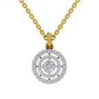 Lab Grown Diamond Pendant Necklace 1.3 Carat IGI Certified Round Shape 925 Sterling Silver Yellow Gold Plated Halo Pendant Necklace