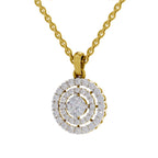 Lab Grown Diamond Pendant Necklace 1.3 Carat IGI Certified Round Shape 925 Sterling Silver Yellow Gold Plated Halo Pendant Necklace