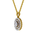 Lab Grown Diamond Pendant Necklace 1.3 Carat IGI Certified Round Shape 925 Sterling Silver Yellow Gold Plated Halo Pendant Necklace