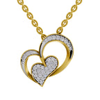 Lab Grown Diamond Pendant Necklace 0.22 Carat IGI Certified Round Shape 925 Sterling Silver Yellow Gold Plated Twilight Hearts Pendant Necklace