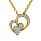 Lab Grown Diamond Pendant Necklace 0.22 Carat IGI Certified Round Shape 925 Sterling Silver Yellow Gold Plated Twilight Hearts Pendant Necklace