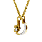 Lab Grown Diamond Pendant Necklace 0.09 Carat Round Shape 925 Sterling Silver Gold Plated Heart Pendant Necklace