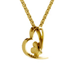 Lab Grown Diamond Pendant Necklace 0.09 Carat Round Shape 925 Sterling Silver Gold Plated Heart Pendant Necklace