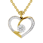 Lab Grown Diamond Pendant Necklace 0.45 Carat IGI Certified Round Shape F-G VS | 925 Sterling Silver Gold Plated Heart Pendant Necklace