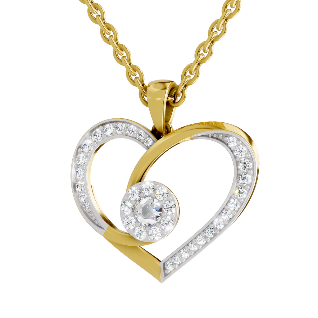 Lab Grown Diamond Pendant Necklace 0.45 Carat IGI Certified Round Shape F-G VS | 925 Sterling Silver Gold Plated Heart Pendant Necklace