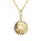 Lab Grown Diamond Pendant Necklace 0.92 Carat IGI Certified Round Shape F-G VS | 925 Sterling Silver Gold Plated Swirl Diamond Pendant Necklace