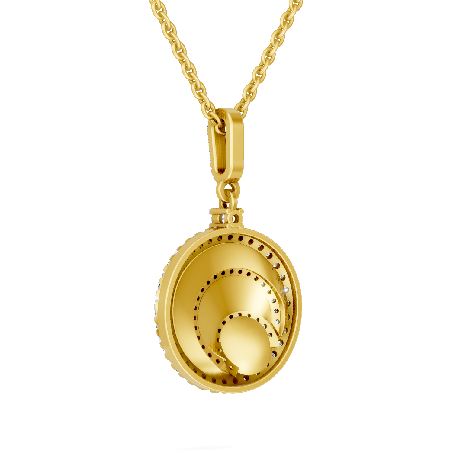 Lab Grown Diamond Pendant Necklace 0.92 Carat IGI Certified Round Shape F-G VS | 925 Sterling Silver Gold Plated Swirl Diamond Pendant Necklace