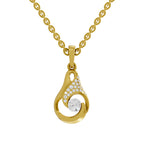 Lab Grown Diamond Pendant 0.29 Carat IGI Certified Round Shape 925 Sterling Silver Yellow Gold Plated Swirl Pendant