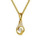 Lab Grown Diamond Pendant 0.29 Carat IGI Certified Round Shape 925 Sterling Silver Yellow Gold Plated Swirl Pendant
